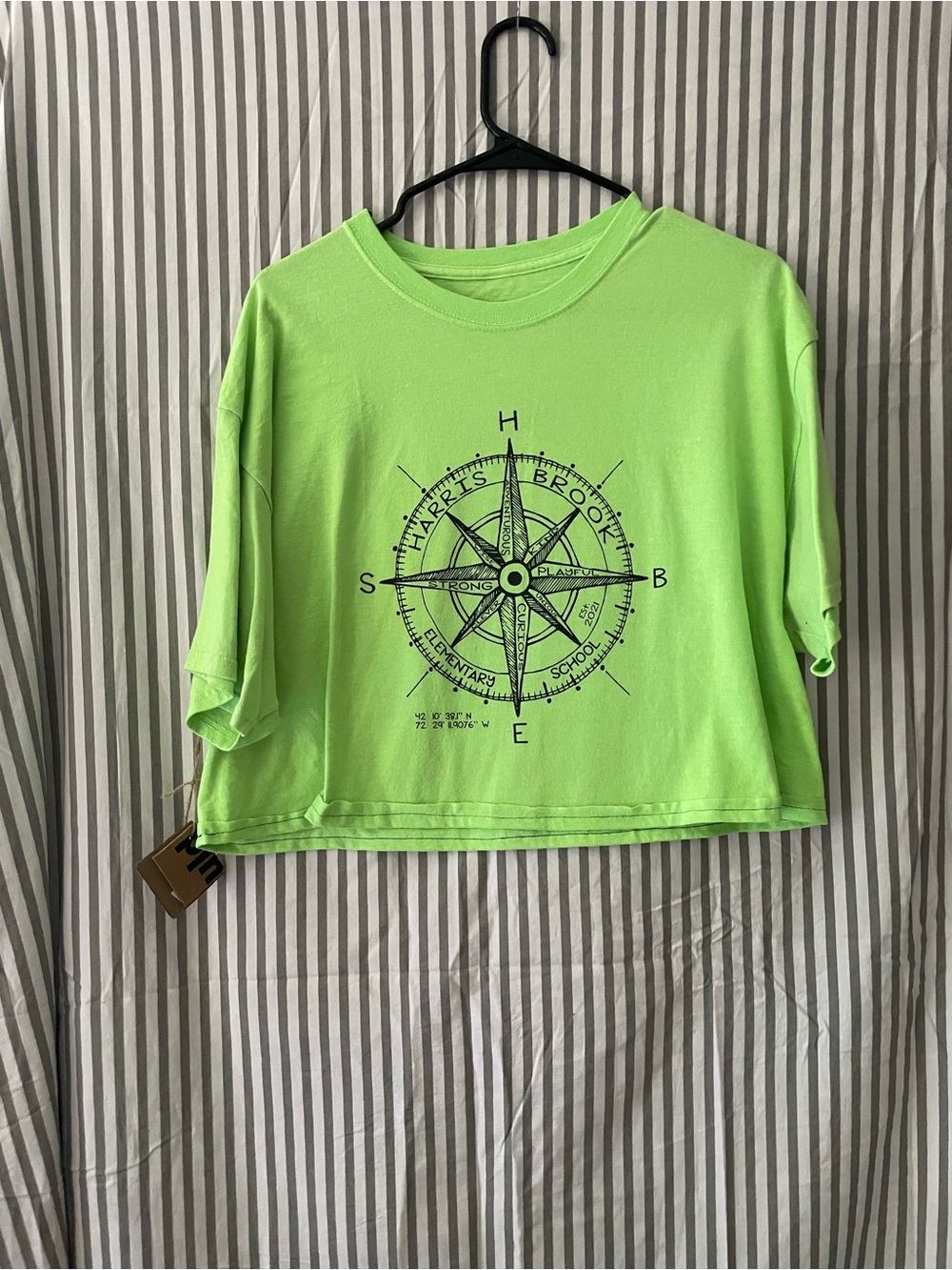 Neon Green Compass Crop Top